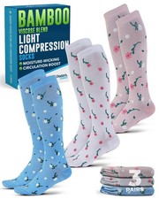 Compression Socks Bamboo Viscose Light Knee High 3 Pairs for Men Women