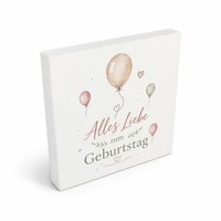 Holzbild In 10X10 Cm Alles Liebe Zum Geburtstag - Ballons Mit Spruch: Alles