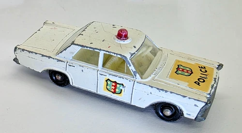 Vintage Matchbox Lesney Ford Galaxie Police Car No. 55/59 with Driver