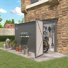 4x9FT Metal Lean To Shed with Window  Lockable Door Outdoor Storage Shed