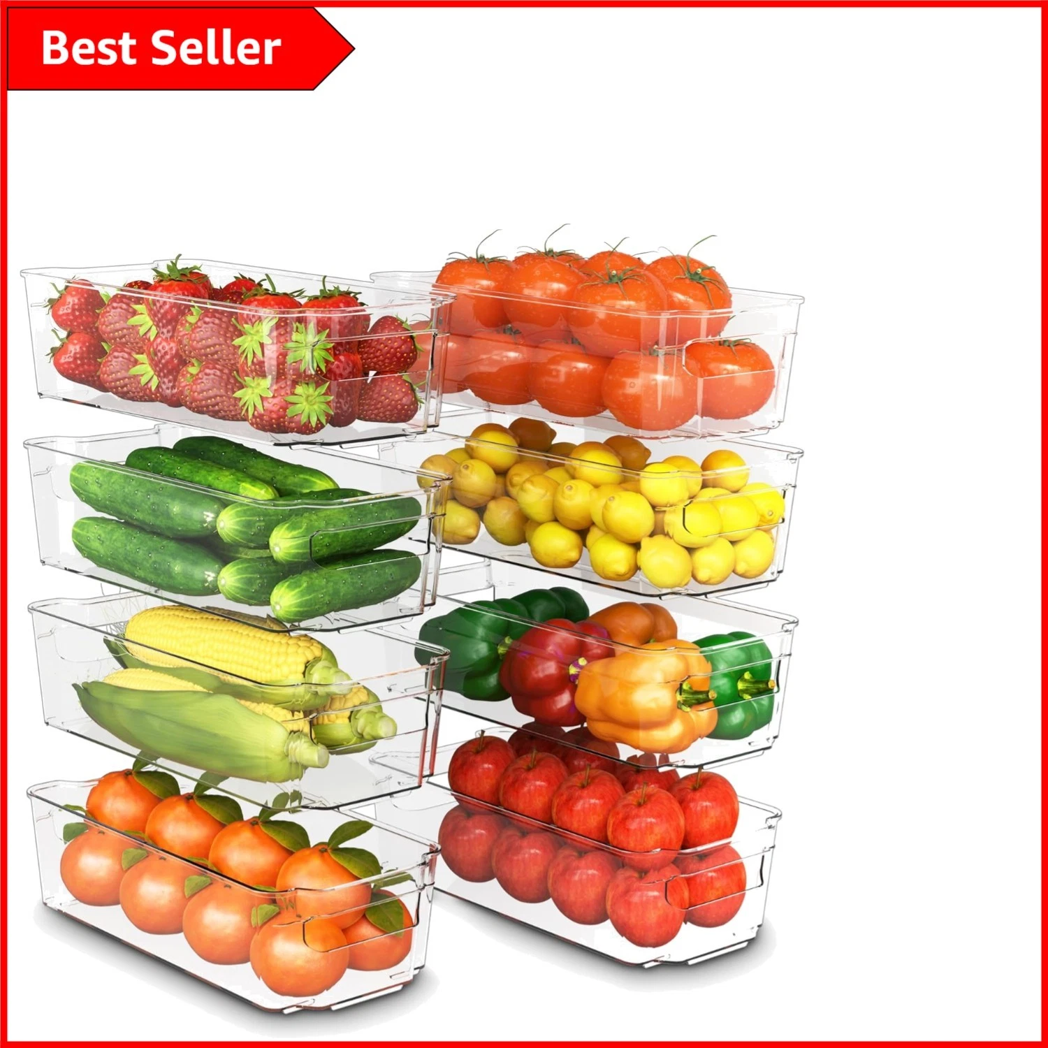 Transparent Stackable Organizers - 8 BPA-Free Containers for Kitchen & Pantry