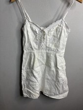 Reformation Dress Womens 8 White Lace Trim Spaghetti Strap Mini Boho Sundress