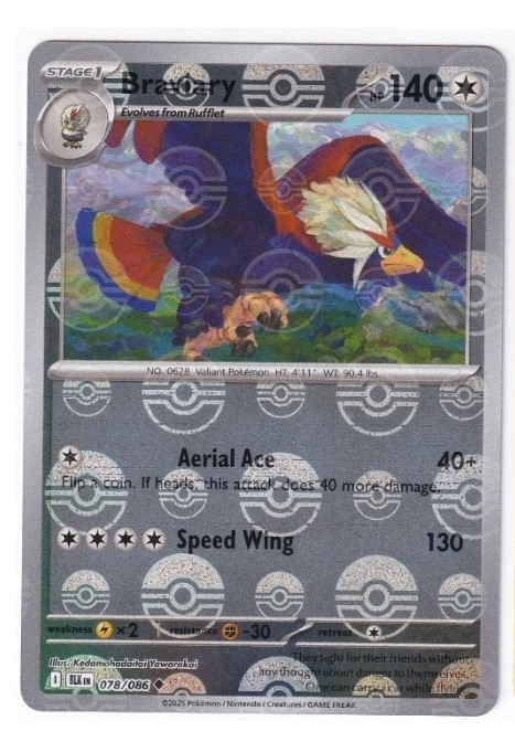 Pokemon TCG Braviary (Poke Ball Pattern) 078/086 Holo Uncommon Black Bolt NM