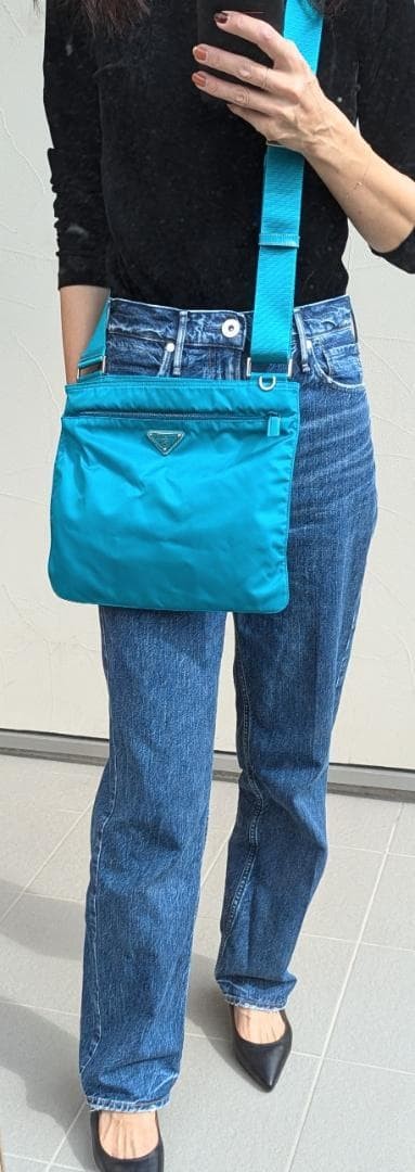 Prada No Gusset Shoulder BT175Z Turquoise Nylon Used  Condition thumbnail 2