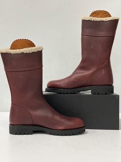 Penelope Chilvers Conker Brown Leather Midcalf Lined Tassel Boots Women's 37.5