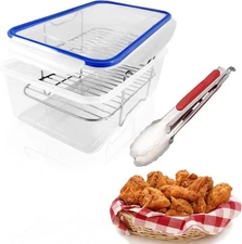 Batter Bowl, Breading Bowl with Lid Flour Shaker for Seasoning Fried Chicken, Fi