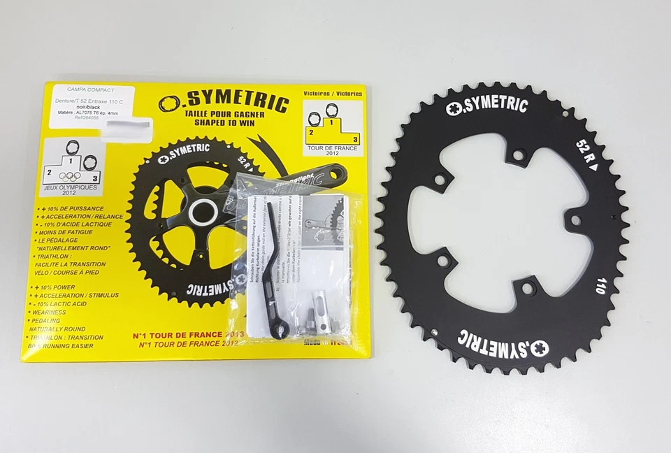 Osymetric Aluminum BCD 110mm 5 Bolt 52T+38T Chainring Set Black For  Campagnolo - Image 2 of 4