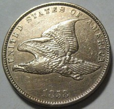 = 1858 AU FLYING Eagle Cent, SL SMALL Letters, CLEANED, FREE Shipping