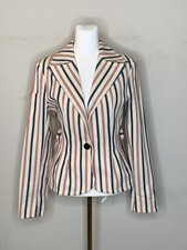 L.a.m.b Gwen Stefani Blazer Notch Collar Single Button Jacket Stripe Sz S Nwt