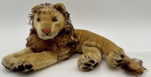 Steiff Leo Lion Reclining Lying Down Mohair Plush Germany No Tags Or Button - Afbeelding 1 van 12