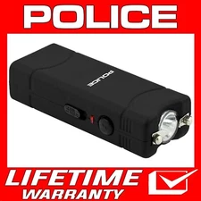 POLICE Stun Gun 801 Max Volt Rechargeable LED Flashlight for Self Defense Black