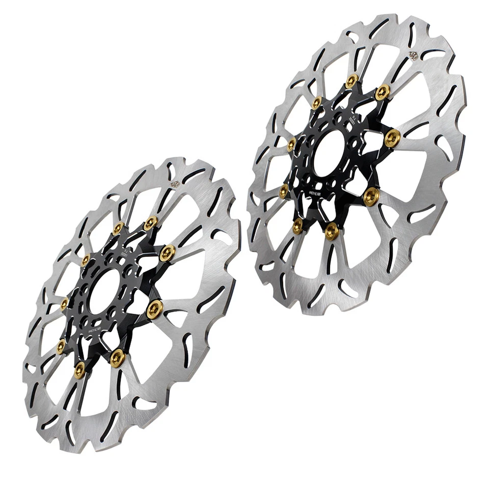 Black Gold Big Floating Front Brake Rotor for Harley Fat Bob Low Rider/ST FXDRS Foto 2 de 4