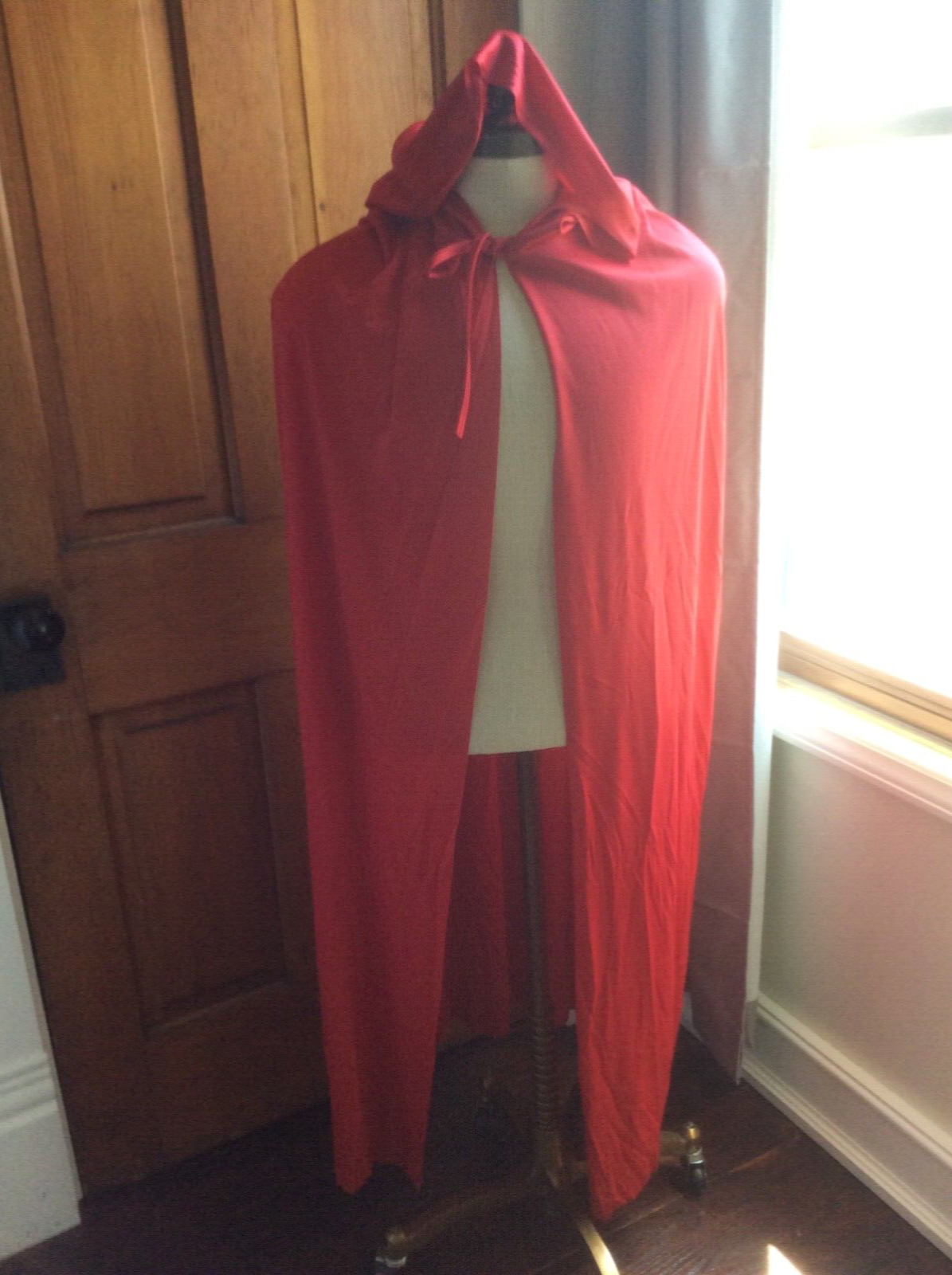 Halloween Hood Cape Cloak Costume Red wizard sorcerer Goth Cosplay 1 size