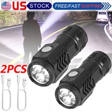 2X Super Bright LED Tactical Flashlight Mini USB Rechargeable Lamp 5 Modes Light