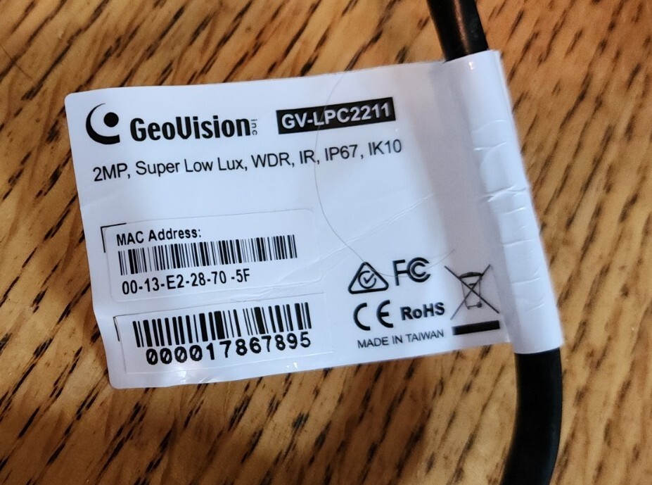 Geovision GV-LPC2211 2MP License Plate Recognition Bullet IP Security Camera,