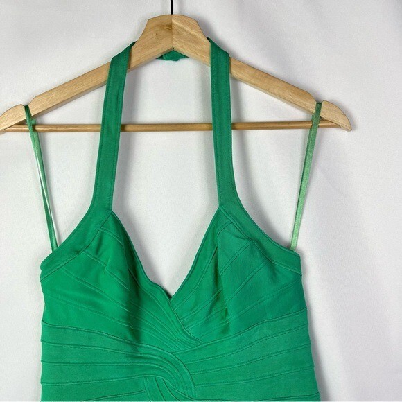 BCBGMaxAzria Emerald Green Halter Bandage Bodycon Dress M | eBay
