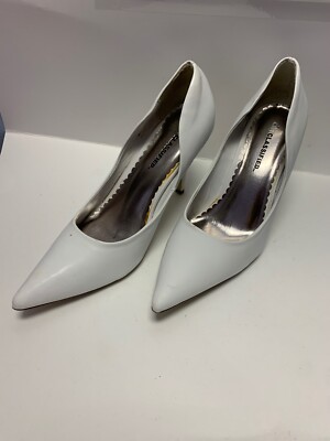 City Classified Womens Patent Leather Pointed Toe Stiletto Pumps White Size 