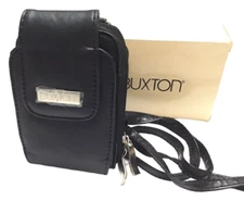 Buxton Black Crossbody or Shoulder Wallet Wristlet with Removable Strap Org Box