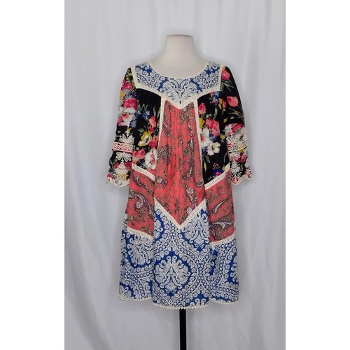 Anthropologie VANESSA VIRGINIA Inez Swing Dress Floral Bohemian Shift Size 2 - Picture 2 of 15