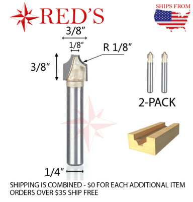 Tideway PRO LC04010604 1/8'' Radius plunging round over 1/4'' shank router bit