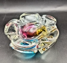 VINTAGE ITALIAN MURANO ART GLASS PENTAGON ASHTRAY MID CENTURY STYLE c1965 v/g