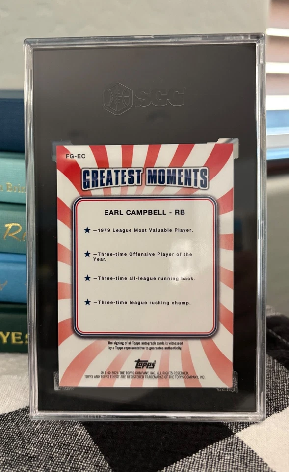 Earl Campbell Auto Graded 10/10 Gem Mint 2024 Topps Finest Black /25 Pop: 1/1 - Image 3 of 3