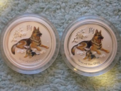 2018 Australia Silver Lunar II DOG 1 OZ Colorized BU