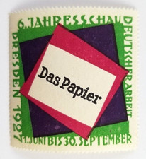 Poster Stamp Cinderella Jahresschau Deutscher Arbeit Dresden Germany 1927