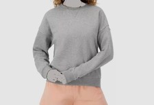 Champion Womens' Gray Powerblend Fleece Logo Crewneck Sweatshirt Size M