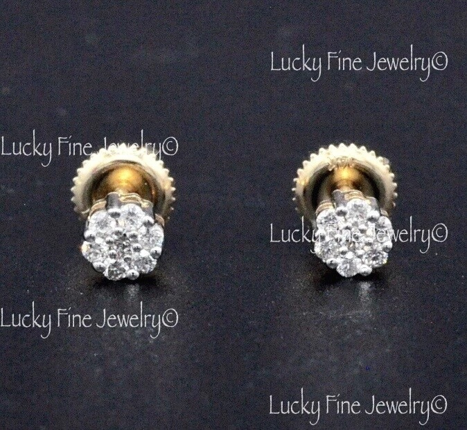 0.25 ct 14k Yellow Gold Diamond Stud  Earring Cluster  SI1 F    - Image 2 of 4
