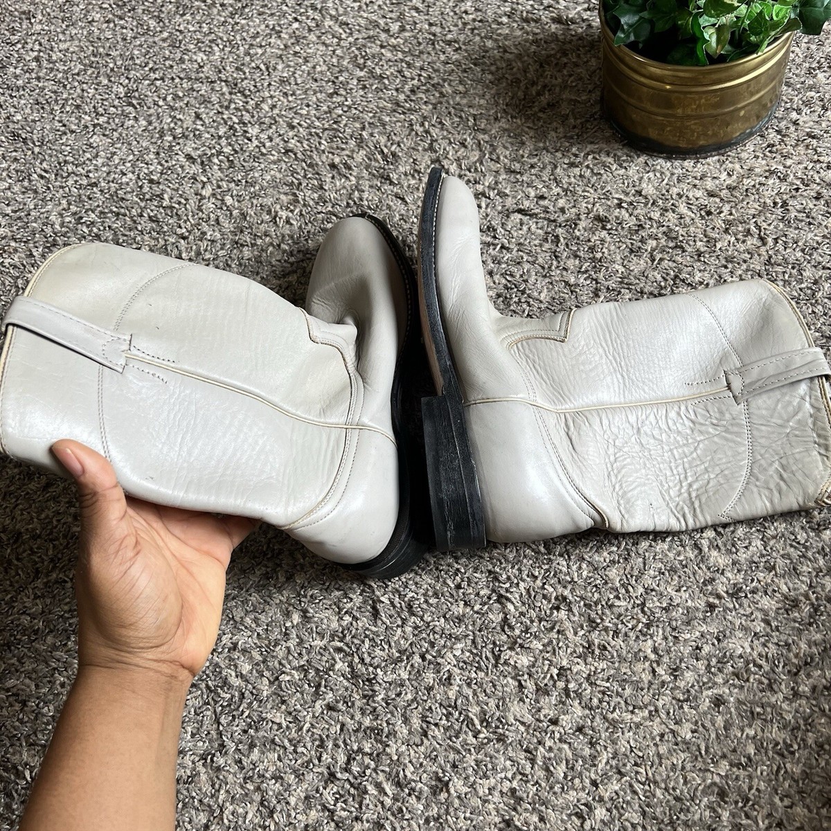 VTG COWTOWN Boots Mens Size 6.5 N Light Gray Leather Roper Cowboy Western New COWTOWN Boots Mens Size 8.5 N Light Gray Leather Roper  main image 3