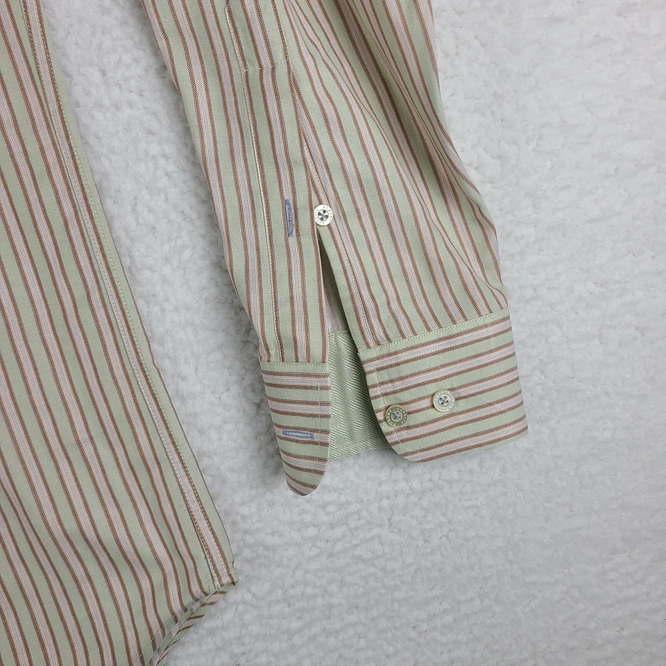 Camisa de Vestir Robert Talbott Para Hombre XL Marrón Rosa Rayas Algodón Abotonada GC Foto 2 de 4