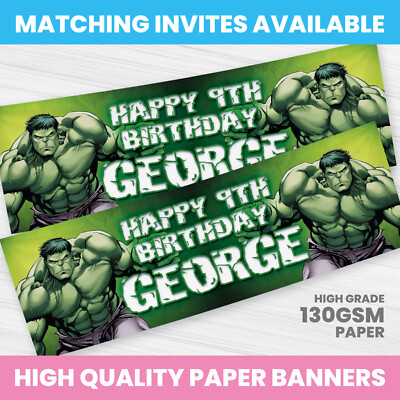 HULK GEBURTSTAGSBANNER PERSONALISIERT BELIEBIGER NAME PARTYBANNER