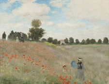 Claude Monet - Poppy Field Giclee Fine Art Print Reproduction on Canvas 36"
