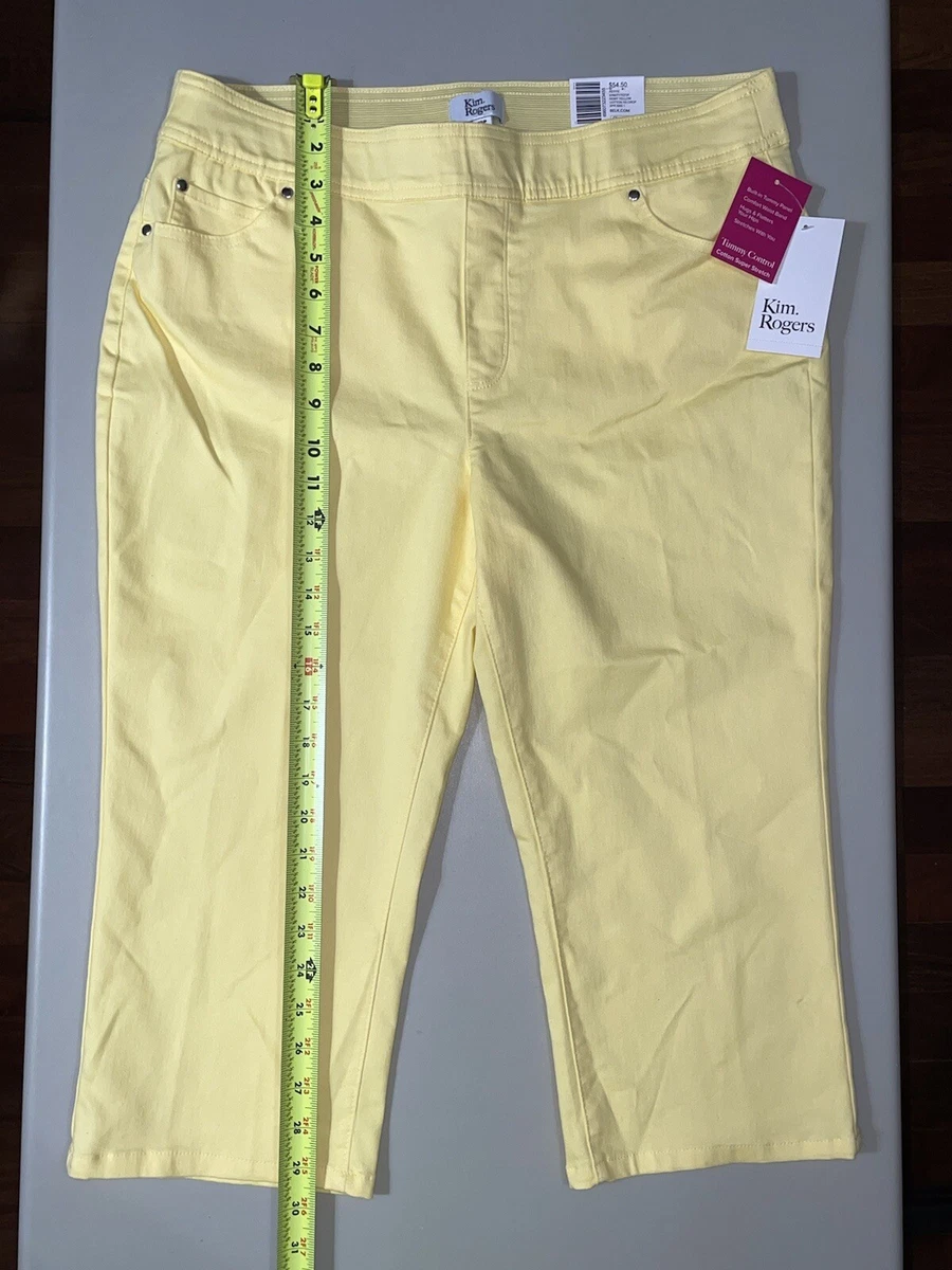 Kim Rogers Women's Cotton Super Stretch Capri Pants Tummy Control Yellow  12P