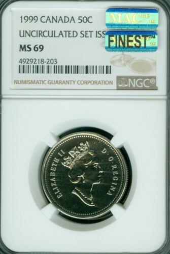 1999 CANADA 50 CENTS NGC MS69 PQ MAC FINEST GRADED MAC SPOTLESS * - Picture 1 of 2