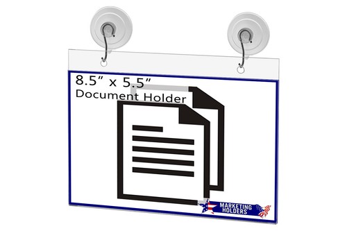 8.5"W x 5.5"H Window Mount Sign Holder Suction Cup with Hooks - Picture 9 of 11