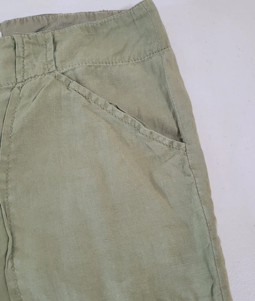 Capris de lino Banana Republic talla 6 para mujer verde oliva pierna con cordón 0825 Foto 3 de 4
