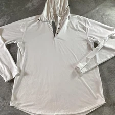 BYLT Basics Hoodie Shirt Mens XL Long Sleeve White Drop-Cut LUX Hooded Henley