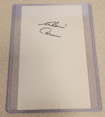 ALAIN CARON SIGNED 3x5 INDEX CARD NHL AUTOGRAPH SEALS CANADIENS NORDIQUES D.1986