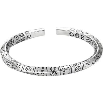 Offenes Armband rhodiniert Mobius-Schlaufe   66 mm Durchmesser verstellbar 1447