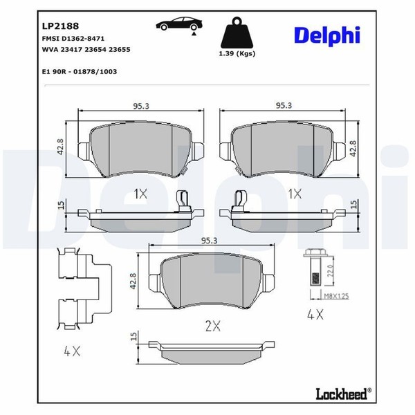 Bremsbelagsatz Scheibenbremse Hinterachse FüR Opel KIA Astra G CC Caravan-image