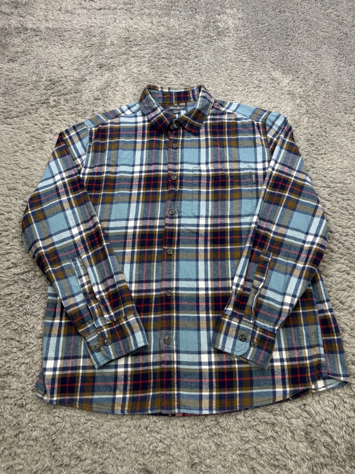 Eddie Bauer Shirt Men XL Tartan Plaid Outdoor Hike Button Up Bristol Flannel