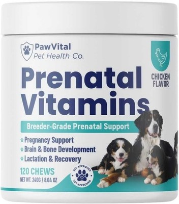 Dog Prenatal Vitamins for Pregnant & Nursing Dogs   120 Soft Chews with Folic