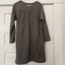 Long Sleeve Dress Womens Gray Pocket Shift Style Corduroy Minimalist  Size Small