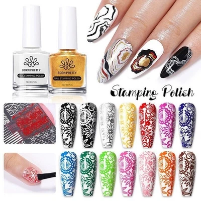 BORN PRETTY 10ml Stamping Nail Polish Gold Silver Black White Printing Polish UK