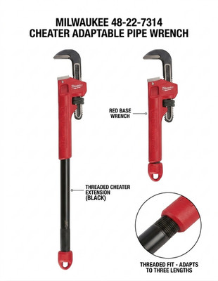 Milwaukee 48-22-7314 Cheater Adaptable Pipe Wrench for Plumbing and Piping