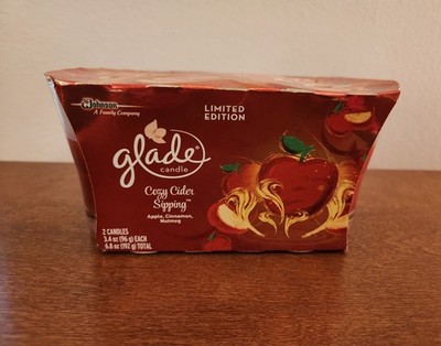 Set of 2 Glade Limited Edition Scented Candles-Cozy Cider Apple Cinnamon Nutmeg 