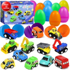 12 Pack Prefilled Easter Eggs with Toys - Pull Back Car Easter Eggs Filled for E