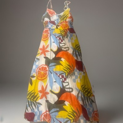 Jolie & Joy Women s Multicolor Maxi Dress Sz XL V-Neck Sleeveless Tropical Tie
